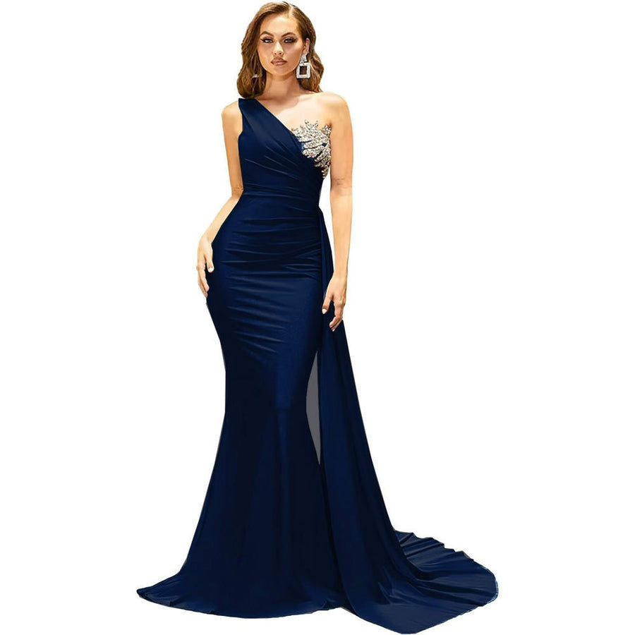 New Minimalist One-shoulder Sexy Evening Gown for Ladies