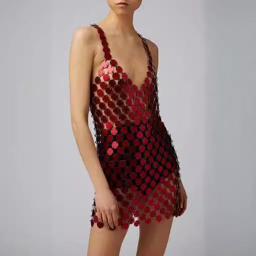 Sexy Beaded And Sequined Strap Dress for Stunning Nights