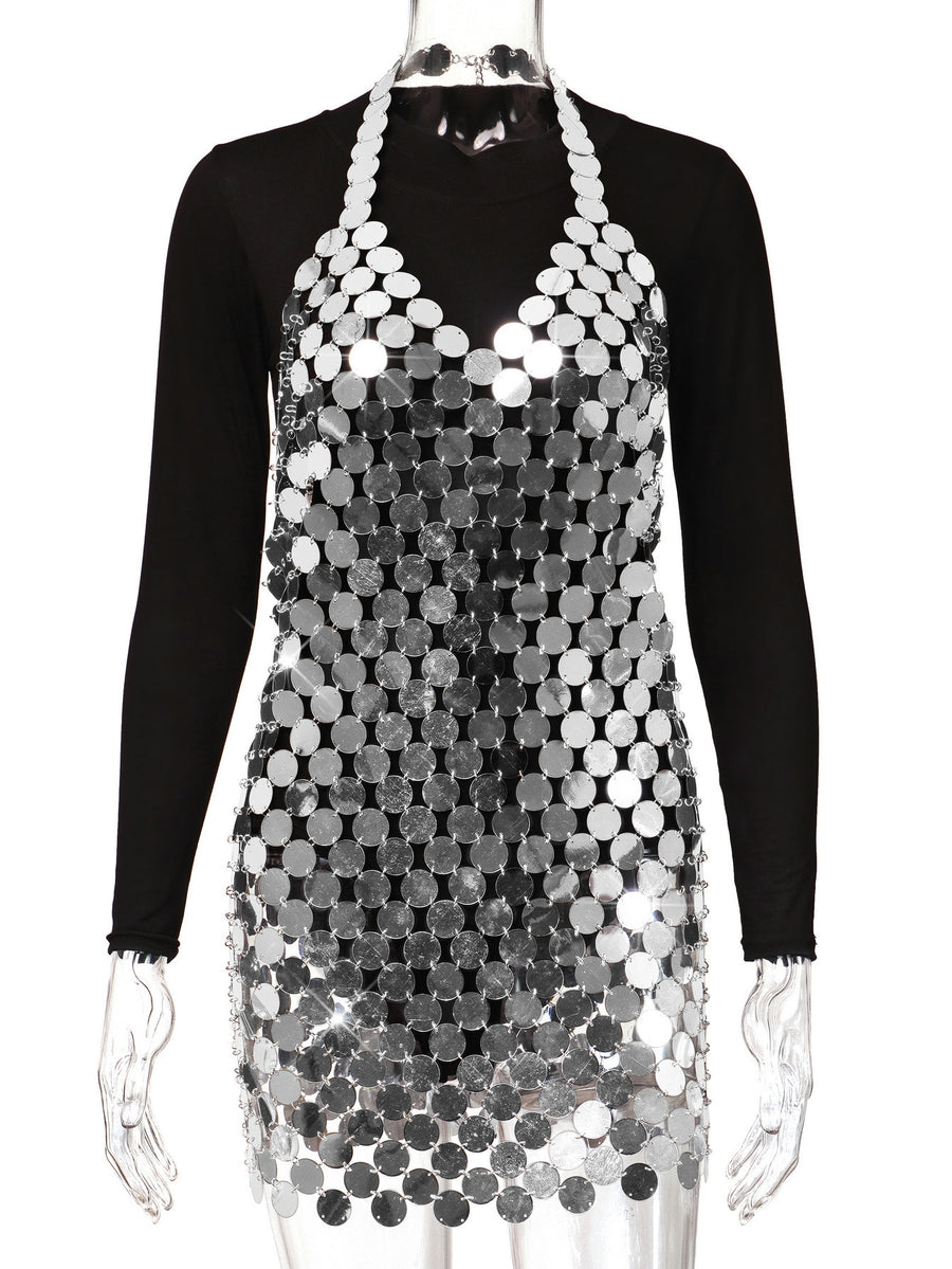 Sexy Beaded And Sequined Strap Dress for Stunning Nights