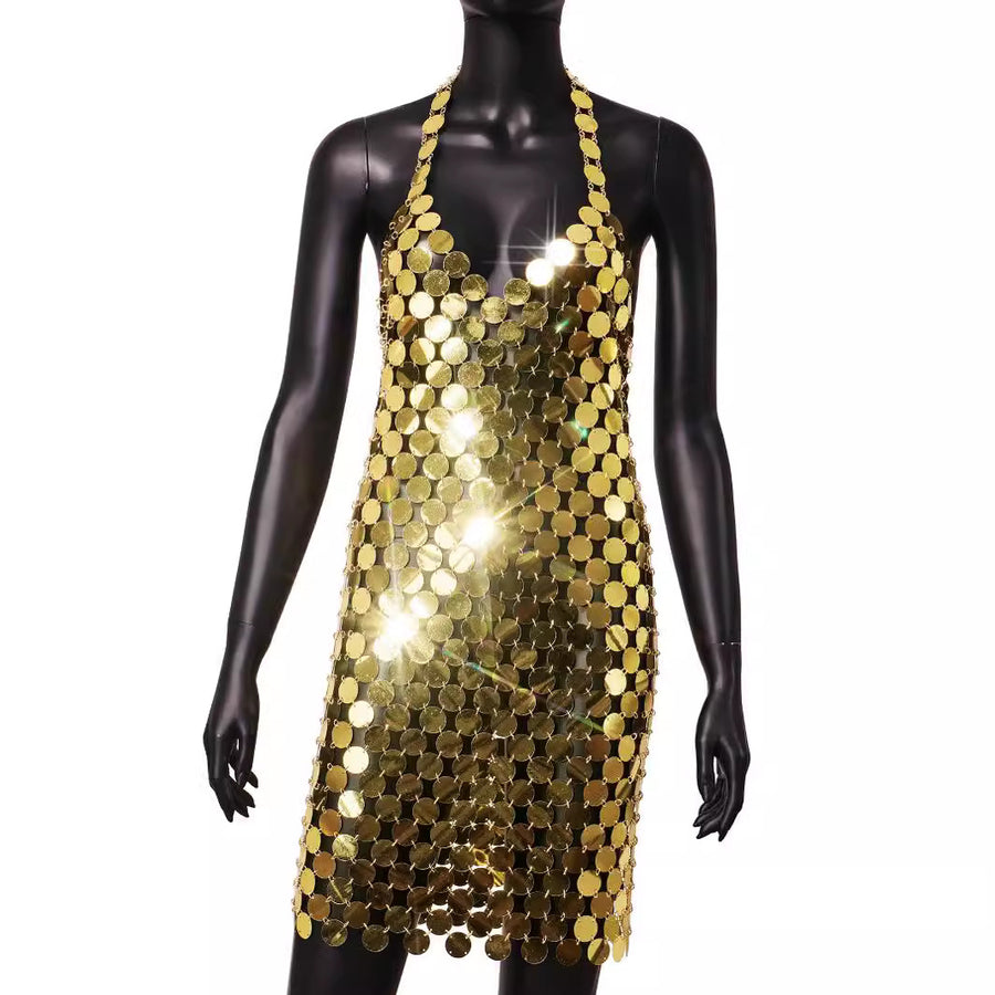 Sexy Beaded And Sequined Strap Dress for Stunning Nights