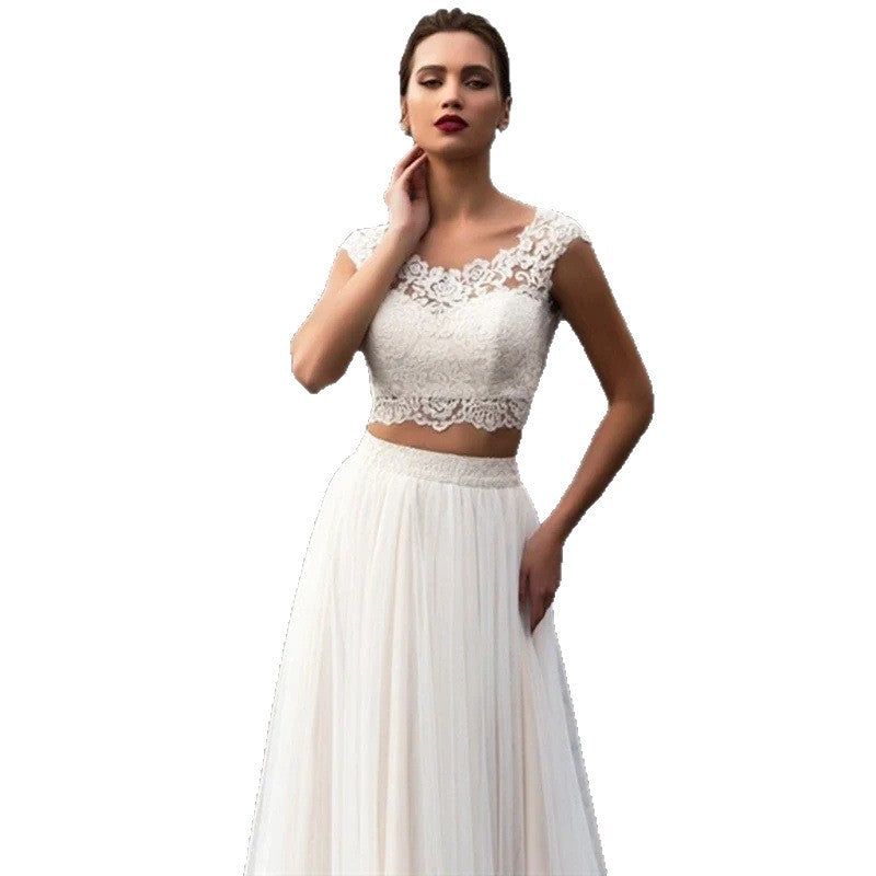 Womens New Lace A-Line Wedding Dress Set for Elegance