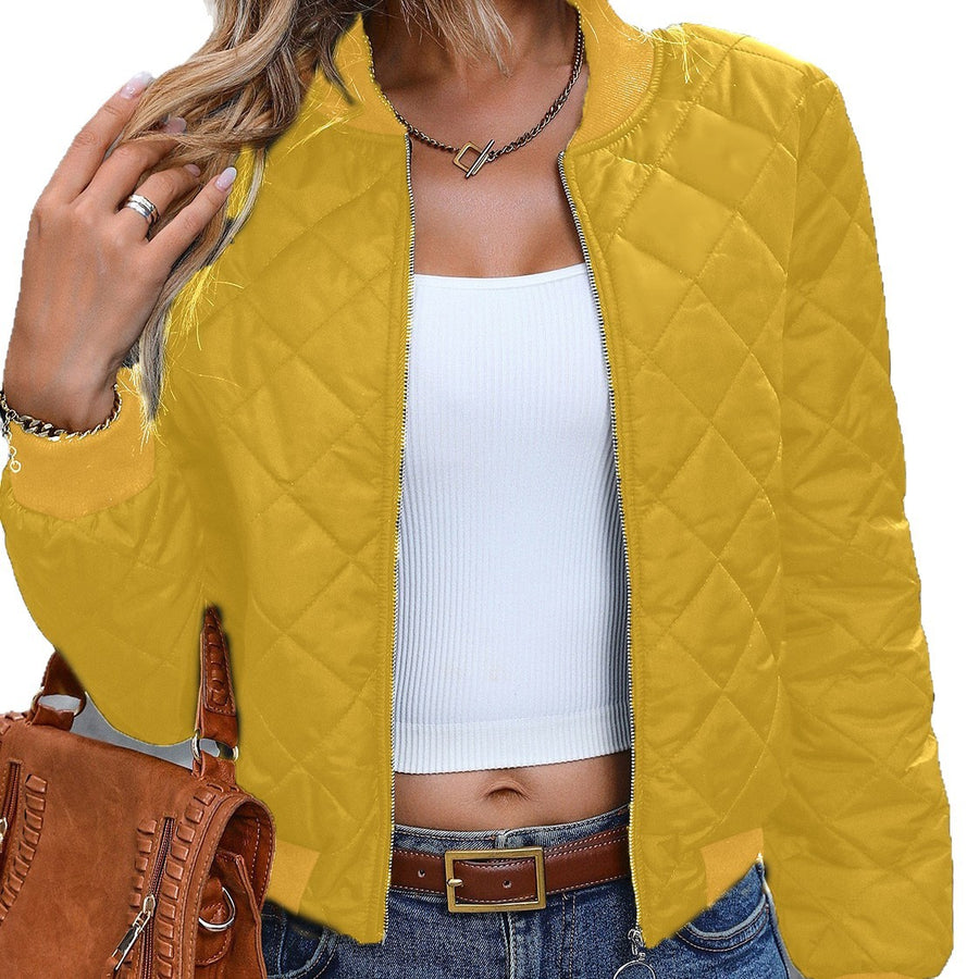 Stylish Diamond-Quilted Trench Coat with Stand-up Collar
