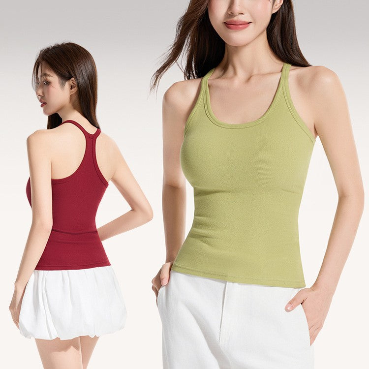 Womens Summer Slim-Fit One-Piece Back-Show Crop Top