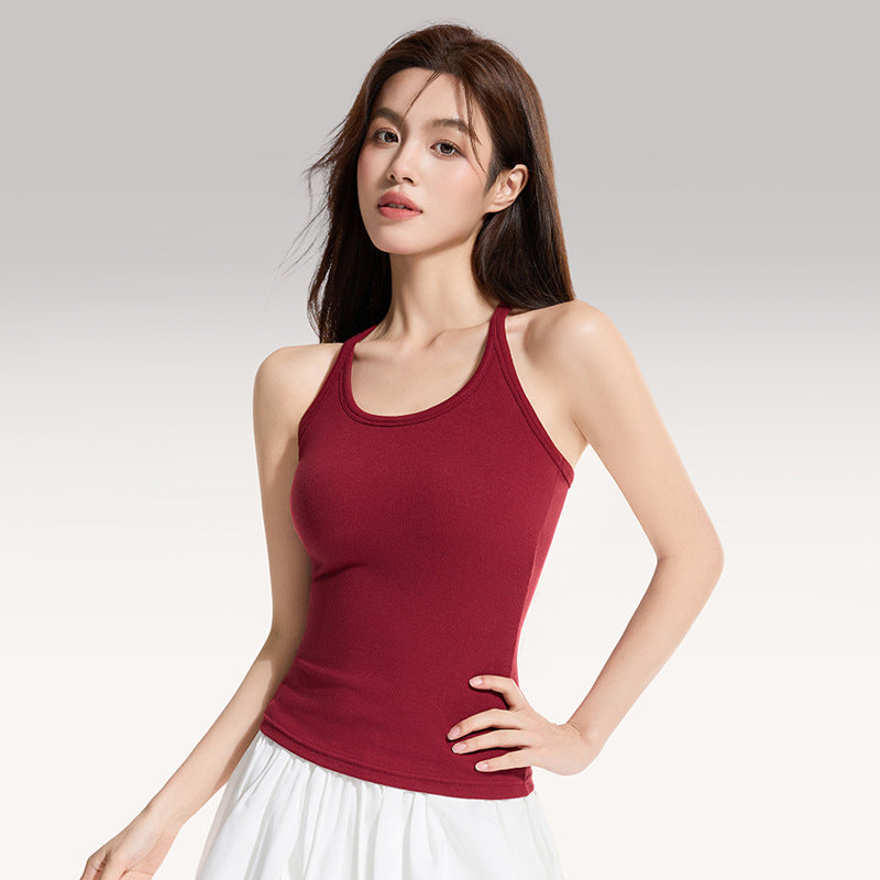 Womens Summer Slim-Fit One-Piece Back-Show Crop Top