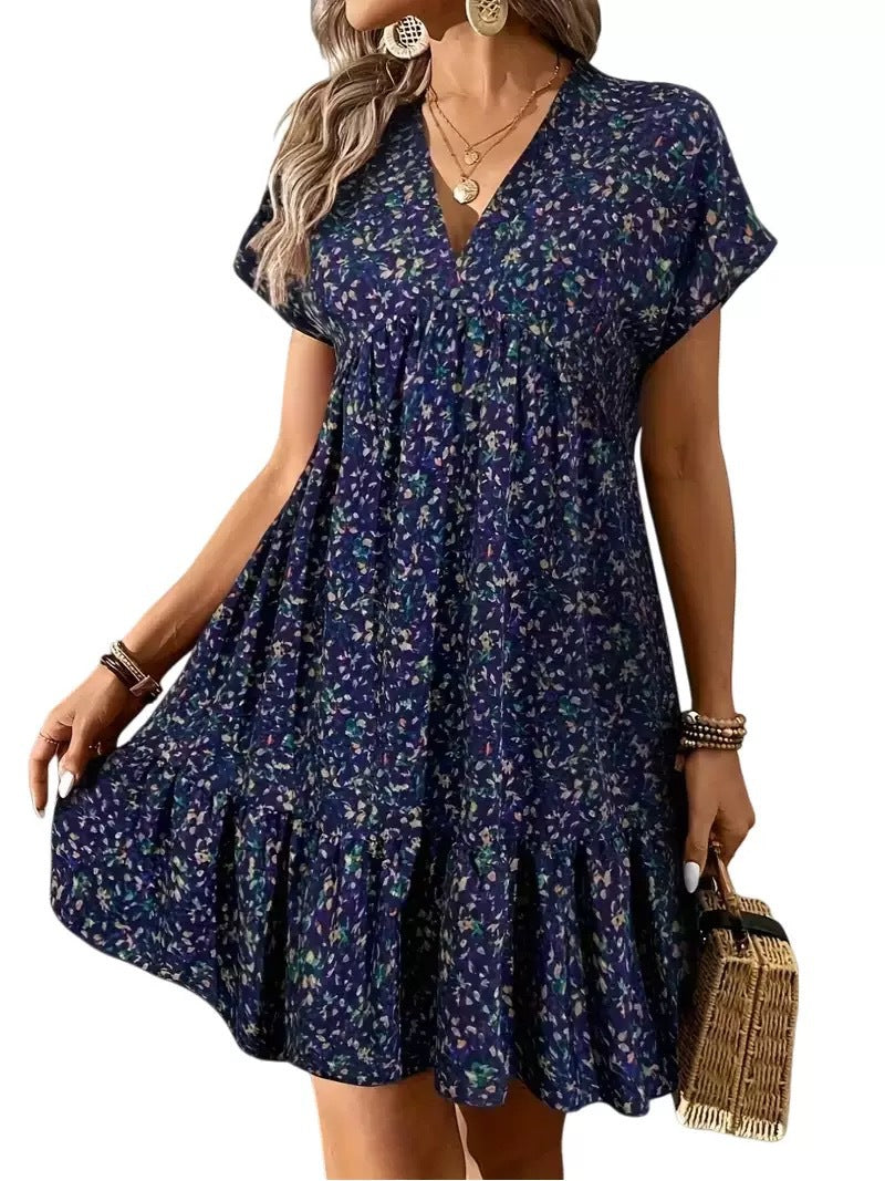 V-neck Floral-print Dress for Effortless Style