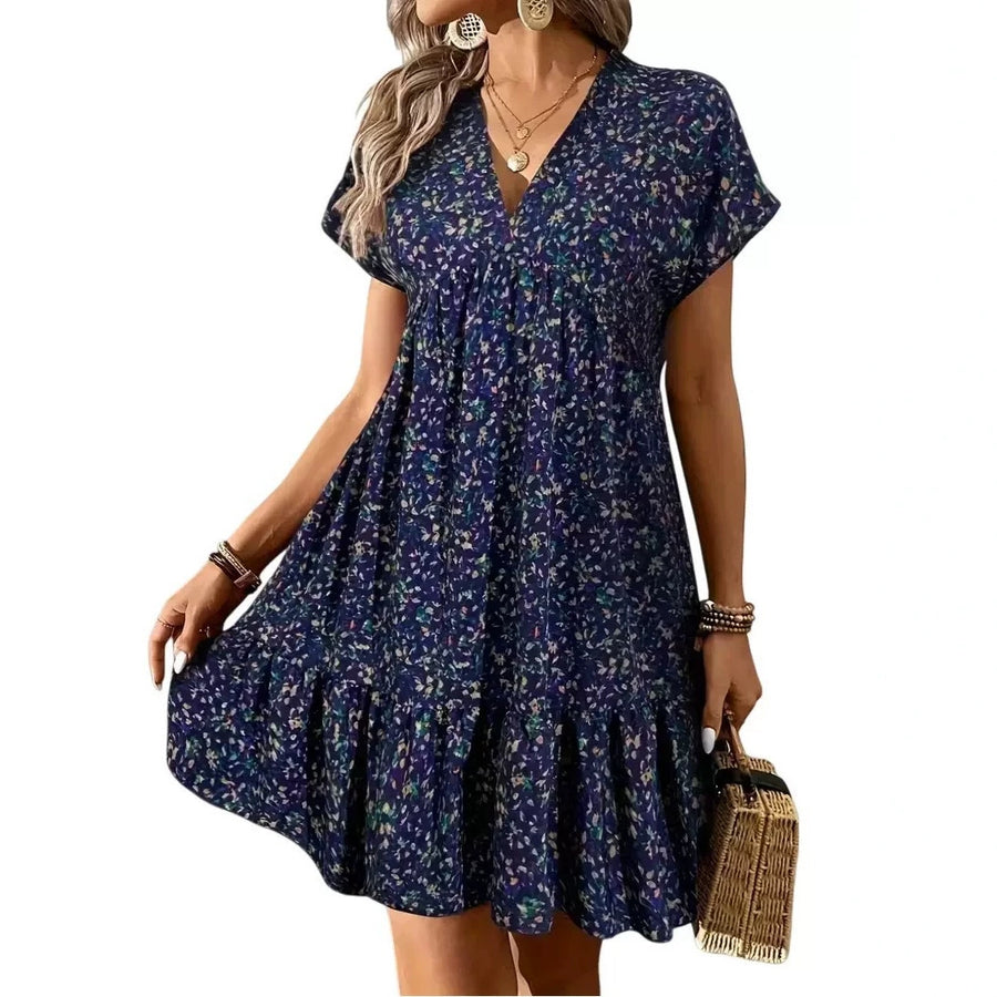 V-neck Floral-print Dress for Effortless Style