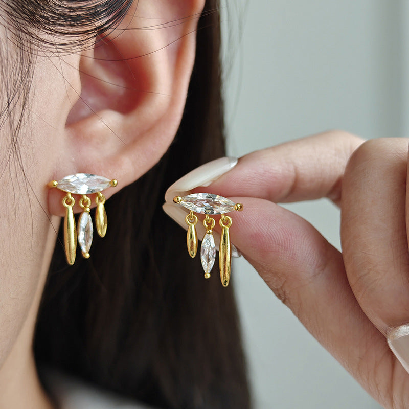 Micro-inlaid Zircon Minimalist Drop Earrings for Women