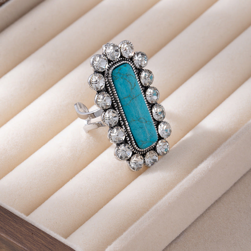 Bohemian Turquoise Statement Ring - Vintage Ethnic Style