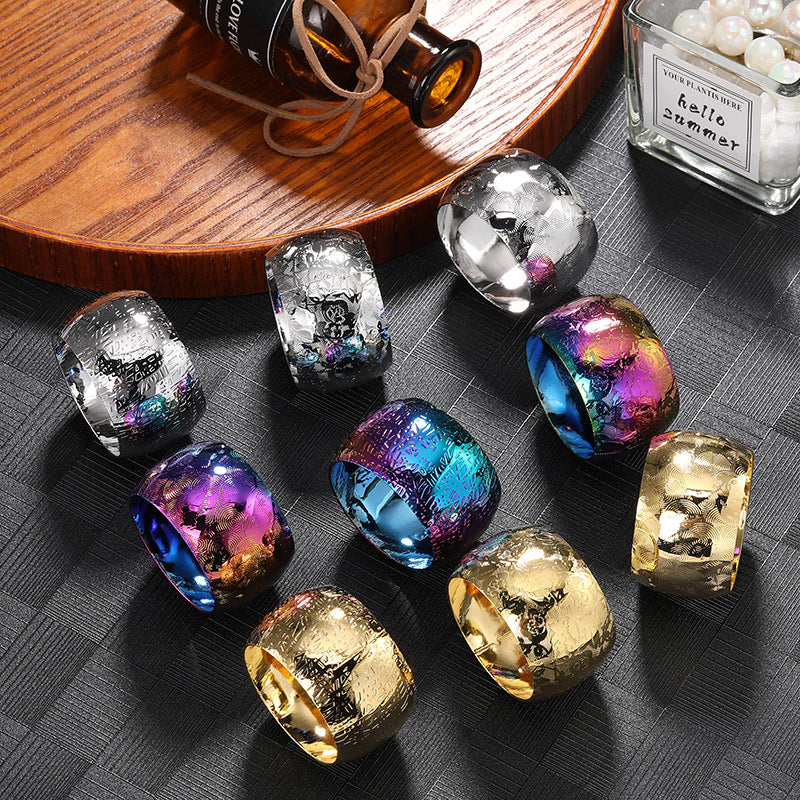 Creative Colored Metal Pattern Napkin Ring - Statement Ring