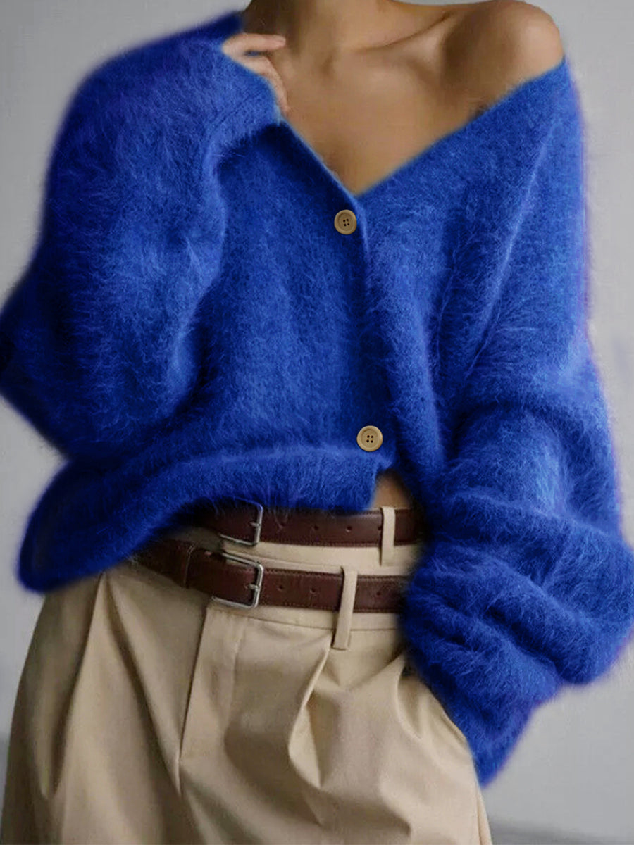 V-Neck Buttoned Long-Sleeve Cardigan for Autumn & Winter