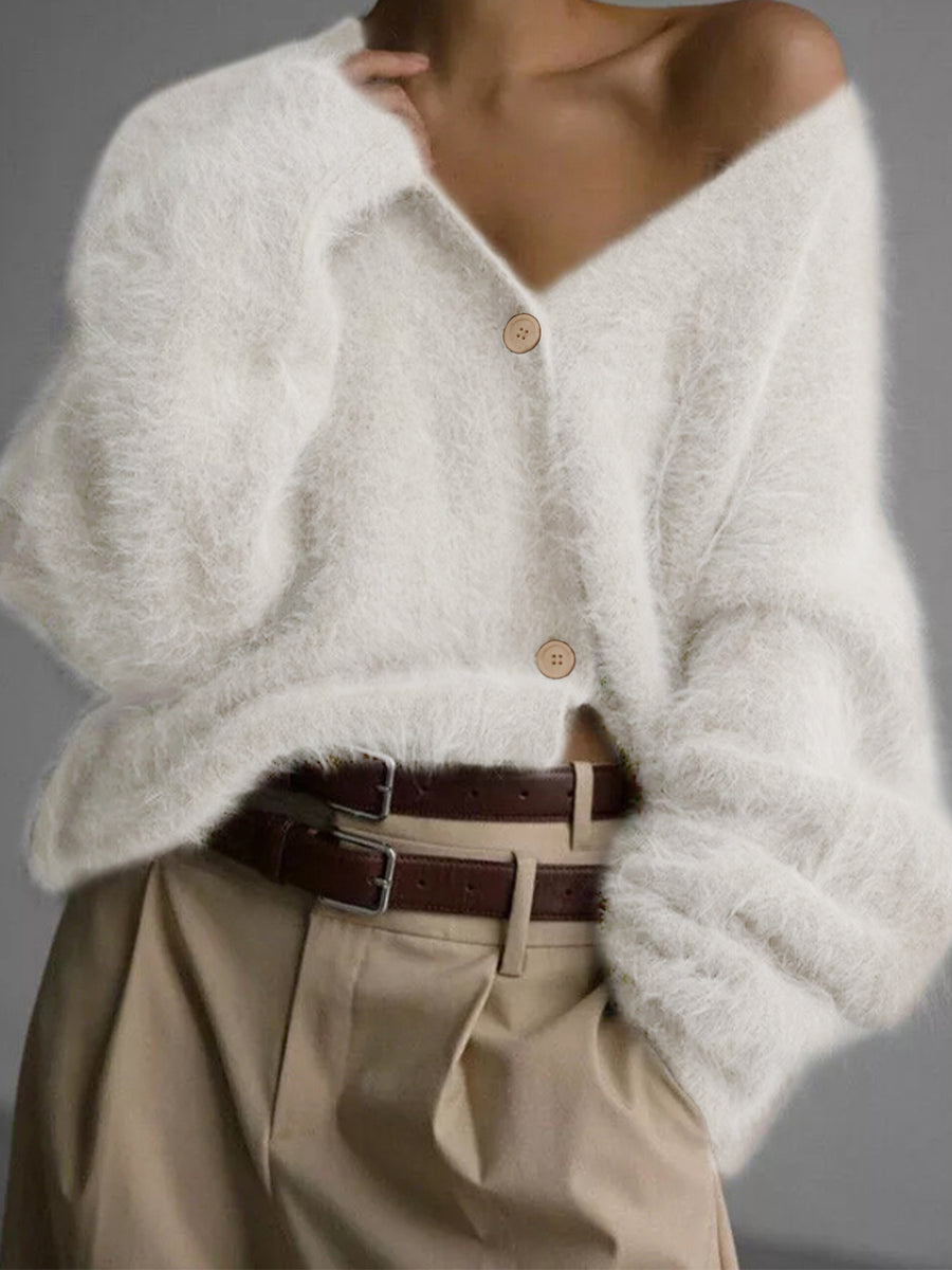 V-Neck Buttoned Long-Sleeve Cardigan for Autumn & Winter
