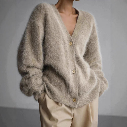 V-Neck Buttoned Long-Sleeve Cardigan for Autumn & Winter