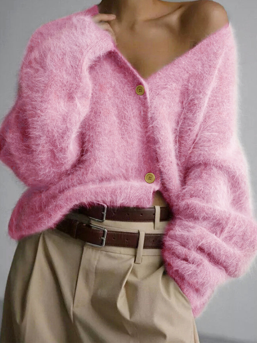 V-Neck Buttoned Long-Sleeve Cardigan for Autumn & Winter