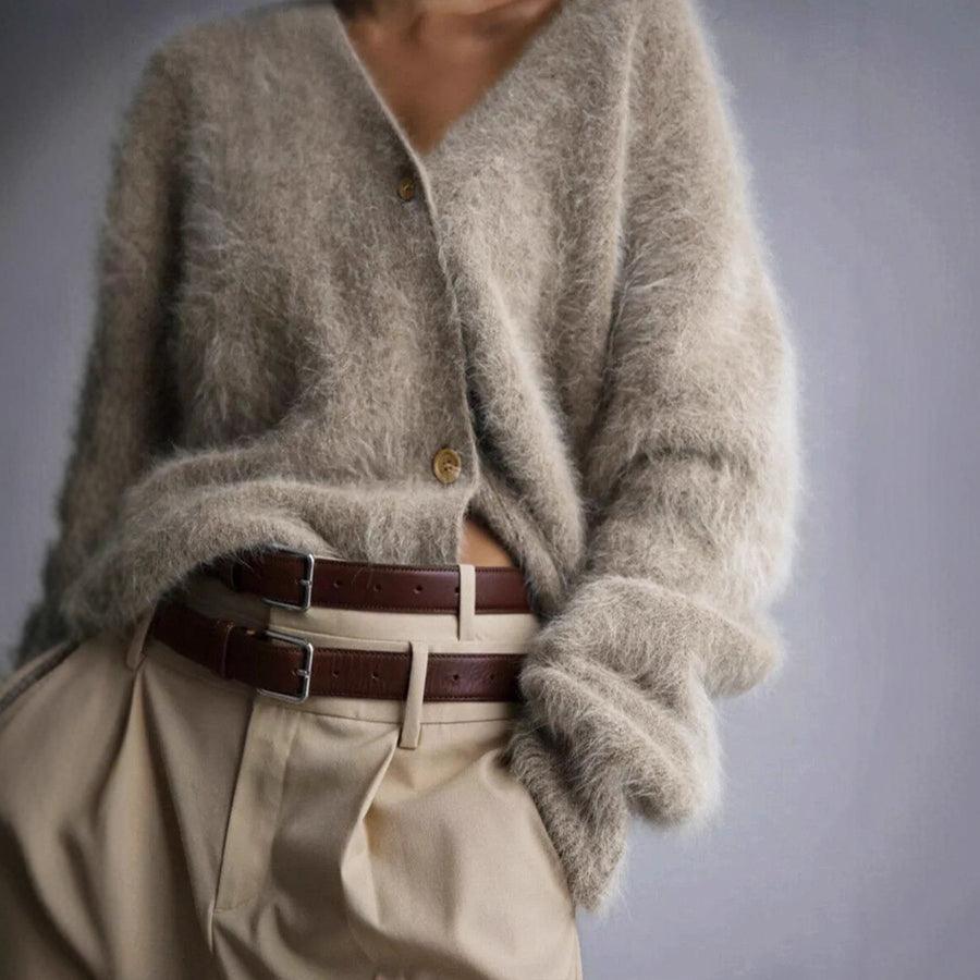 V-Neck Buttoned Long-Sleeve Cardigan for Autumn & Winter