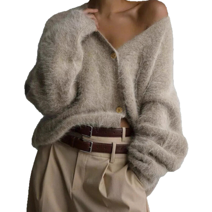 V-Neck Buttoned Long-Sleeve Cardigan for Autumn & Winter