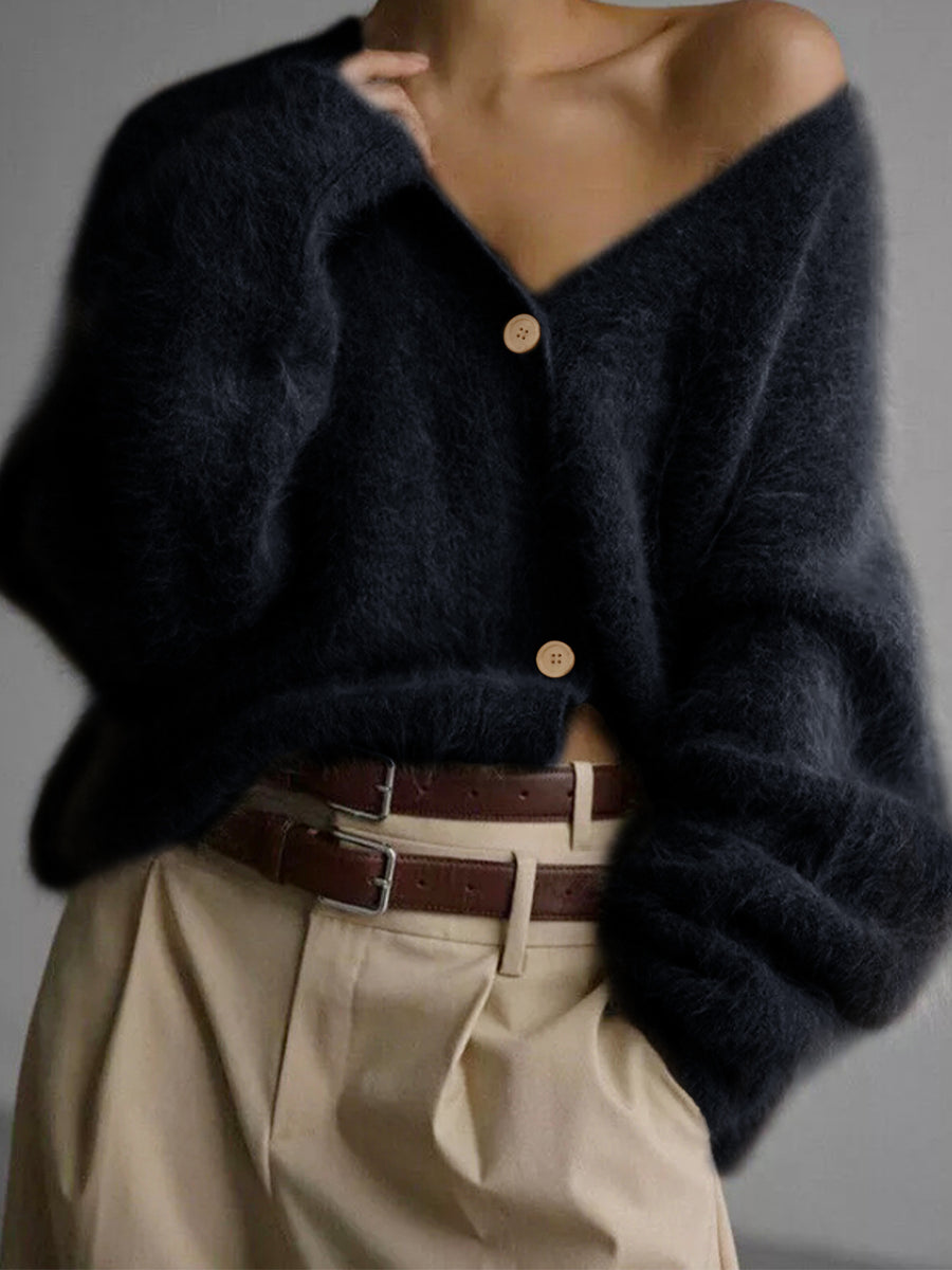 V-Neck Buttoned Long-Sleeve Cardigan for Autumn & Winter