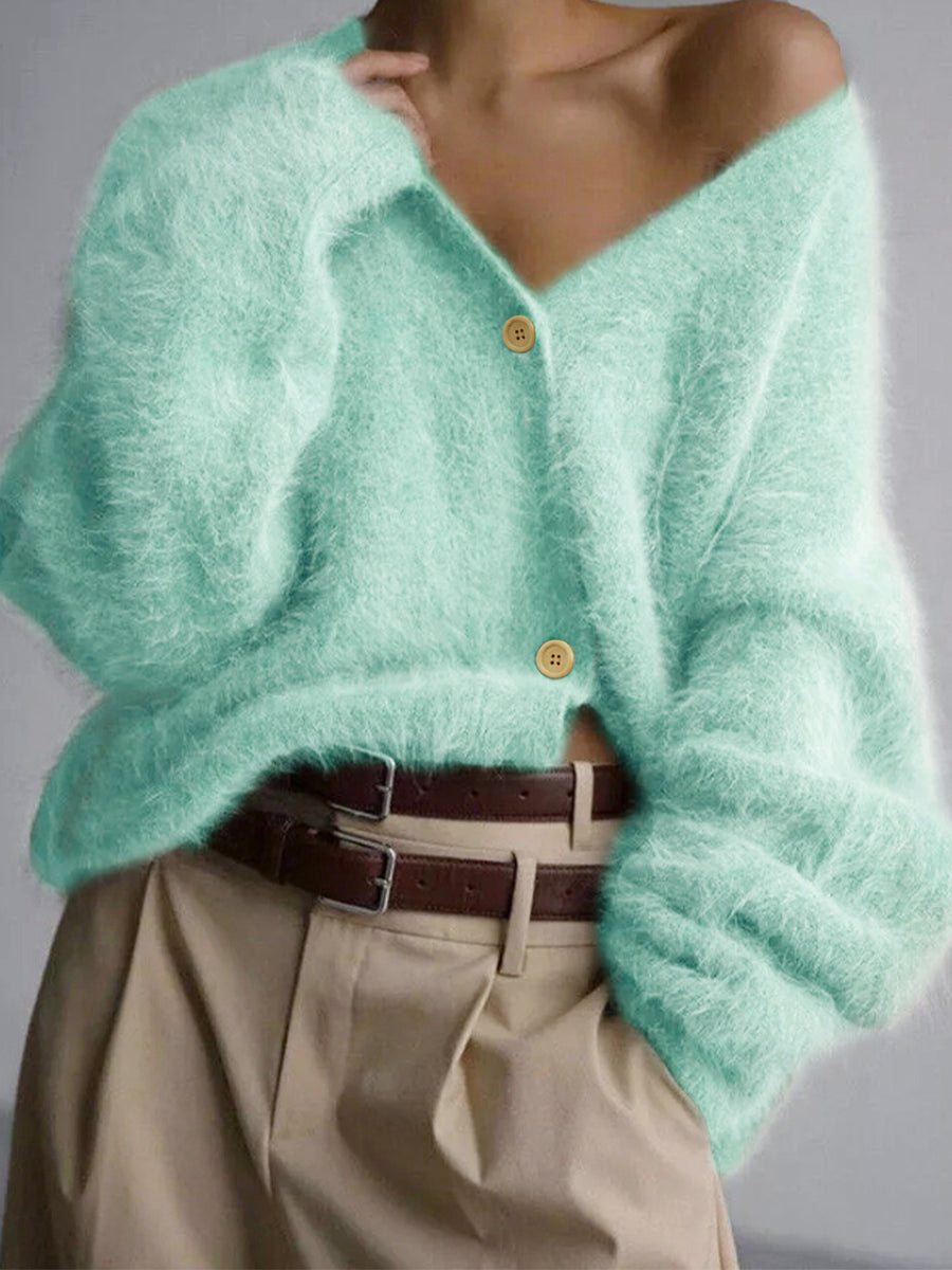 V-Neck Buttoned Long-Sleeve Cardigan for Autumn & Winter