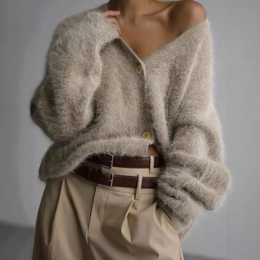 V-Neck Buttoned Long-Sleeve Cardigan for Autumn & Winter