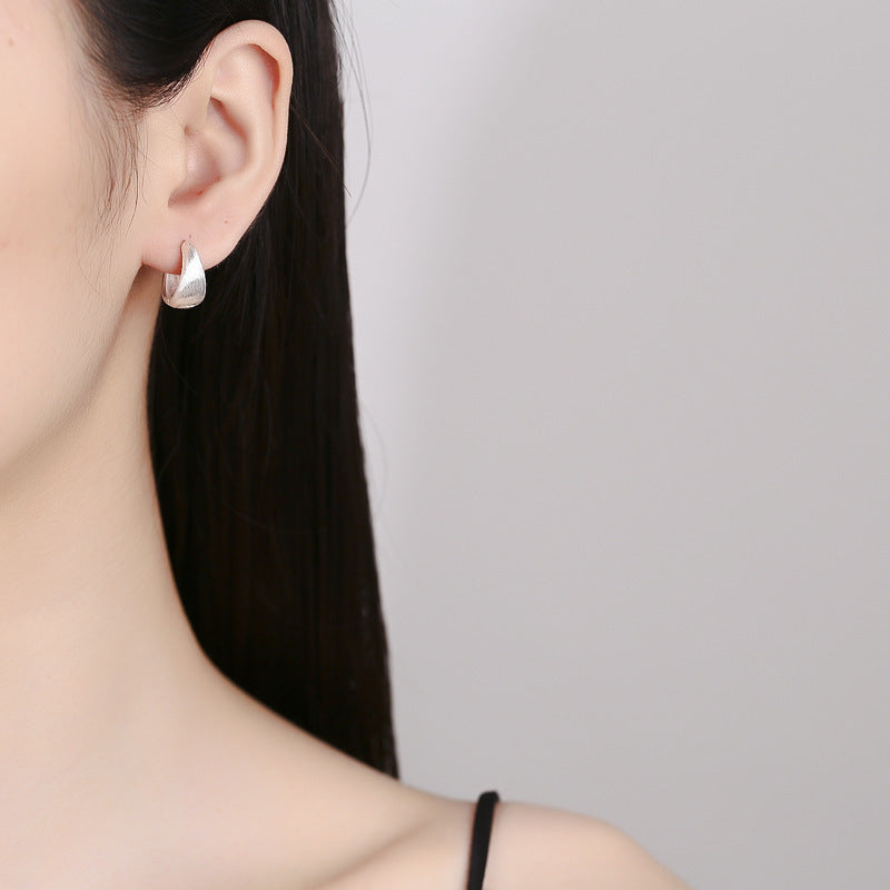 Brushed Silver Stud Earrings for Women - Chic Drop Earrings