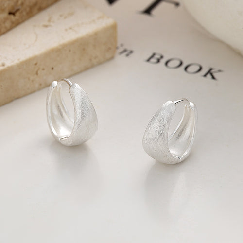 Brushed Silver Stud Earrings for Women - Chic Drop Earrings
