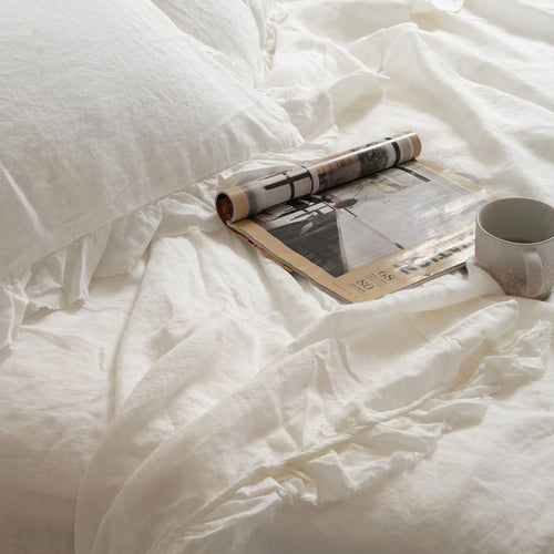 Linen Four-Piece Set with French-style Ruffled Hem
