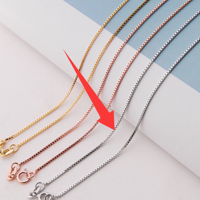 S925 Pure Silver Box Chain Necklace - Stylish Layered Necklace