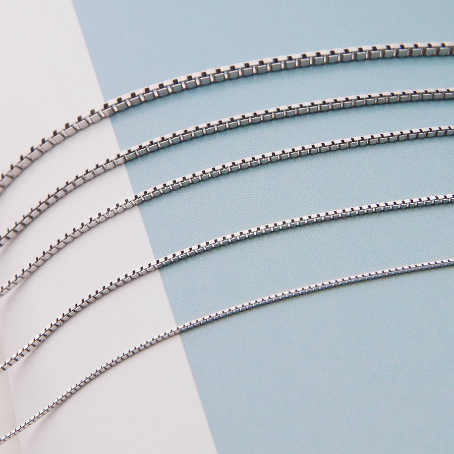 S925 Pure Silver Box Chain Necklace - Stylish Layered Necklace