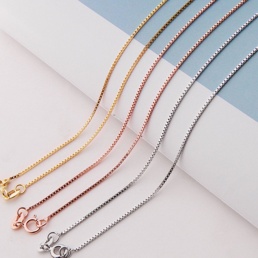 S925 Pure Silver Box Chain Necklace - Stylish Layered Necklace