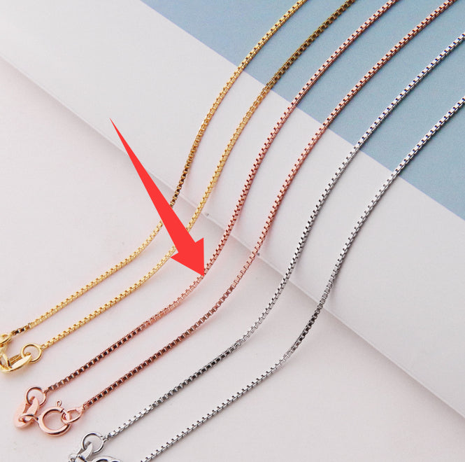 S925 Pure Silver Box Chain Necklace - Stylish Layered Necklace