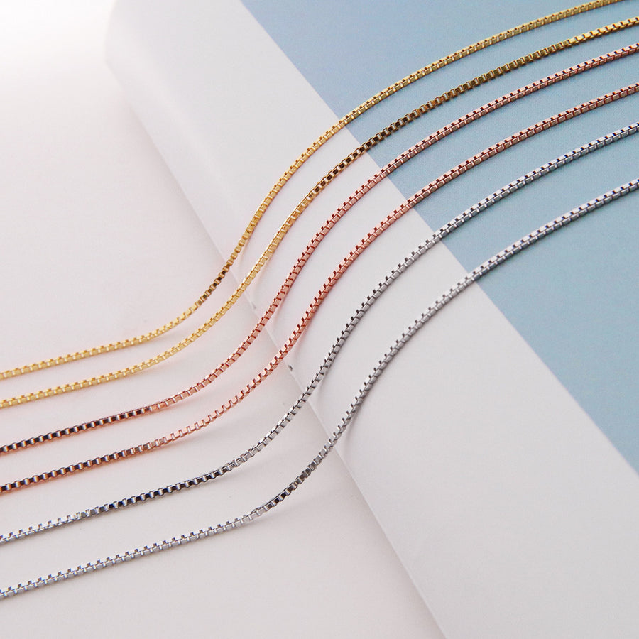 S925 Pure Silver Box Chain Necklace - Stylish Layered Necklace