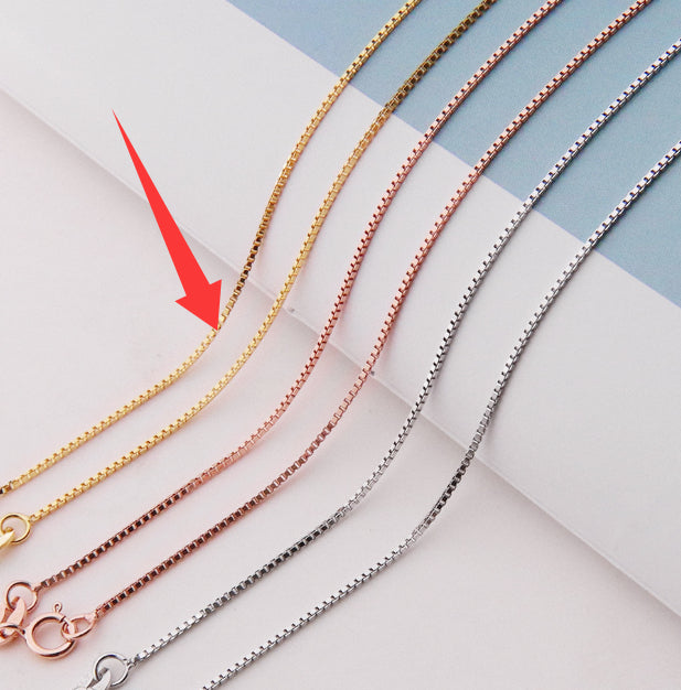 S925 Pure Silver Box Chain Necklace - Stylish Layered Necklace
