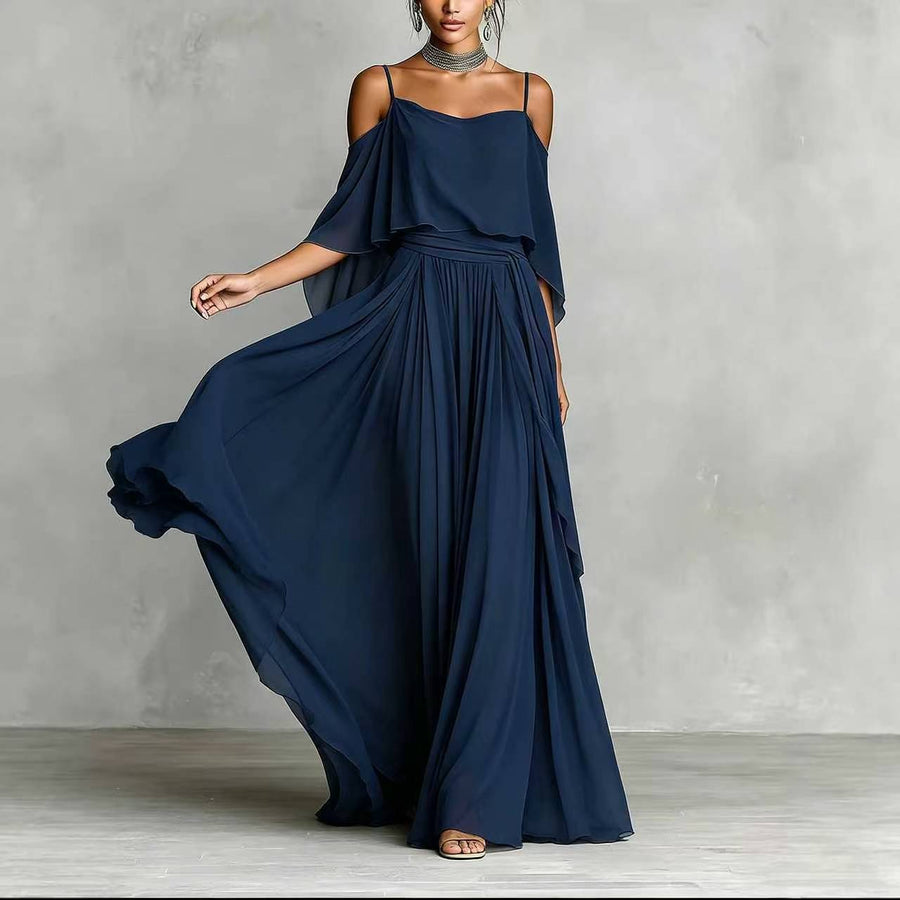 Womens Off-shoulder Sleeveless Maxi Dress - Minimalist Style