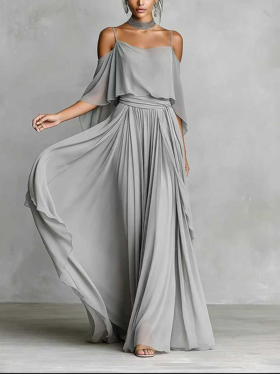 Womens Off-shoulder Sleeveless Maxi Dress - Minimalist Style