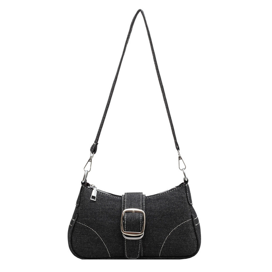 Solid-Color Denim Single-Shoulder Underarm Bag for Women