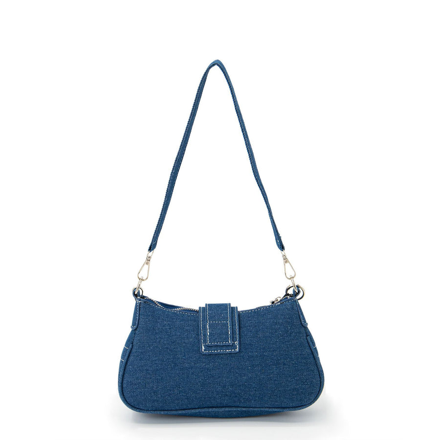 Solid-Color Denim Single-Shoulder Underarm Bag for Women