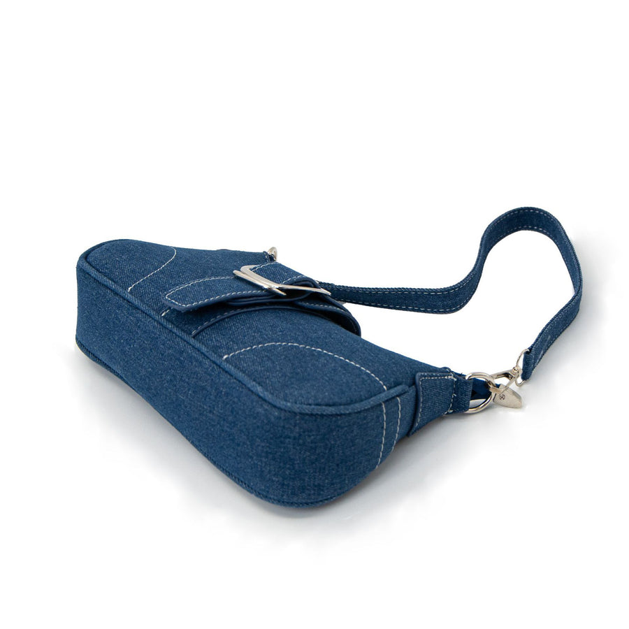 Solid-Color Denim Single-Shoulder Underarm Bag for Women