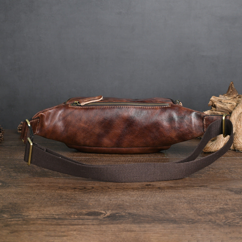 Retro Casual Genuine Leather Chest Bag - Stylish Crossbody Bag