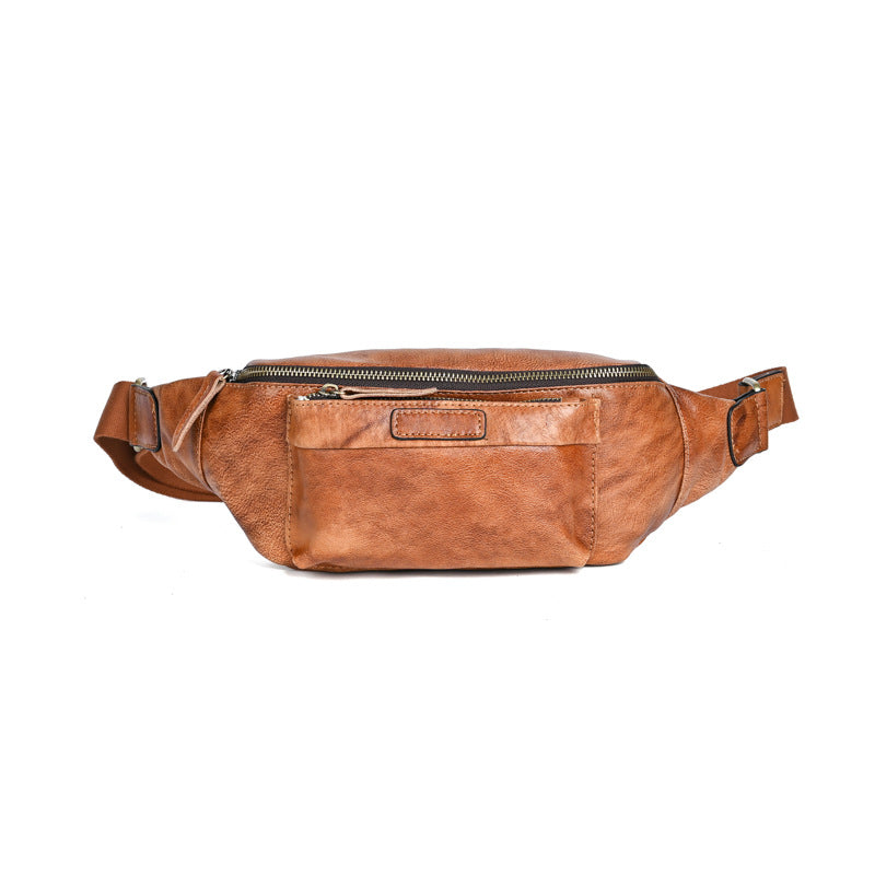 Retro Casual Genuine Leather Chest Bag - Stylish Crossbody Bag