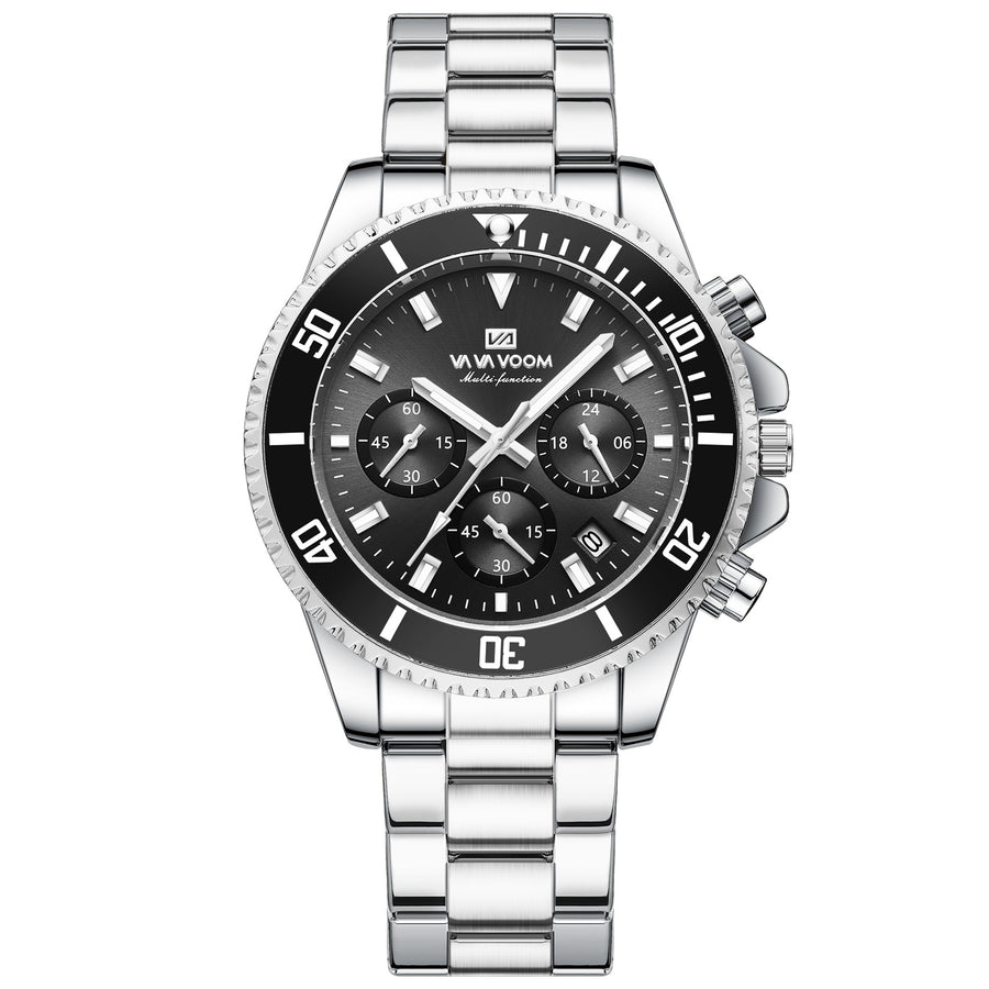 Multifunctional Three-eye Quartz Watch - Waterproof & Luminous