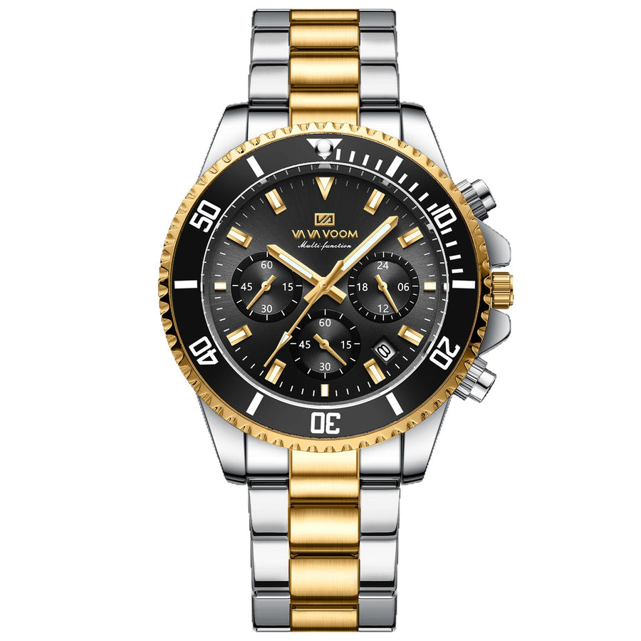 Multifunctional Three-eye Quartz Watch - Waterproof & Luminous
