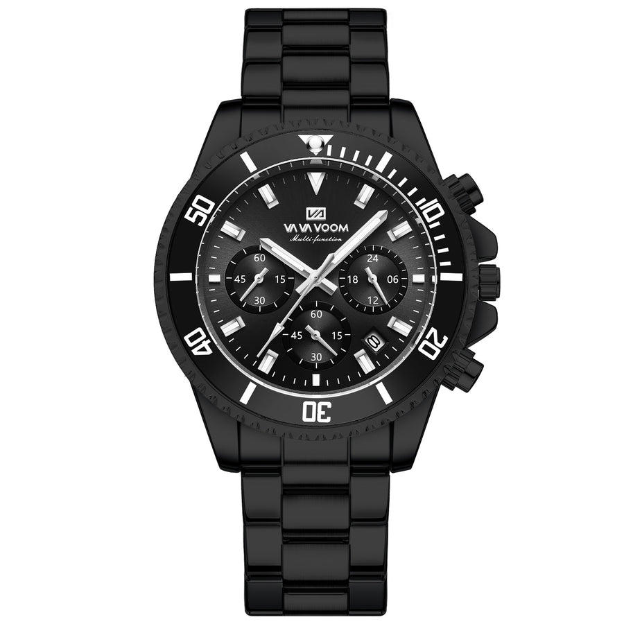 Multifunctional Three-eye Quartz Watch - Waterproof & Luminous