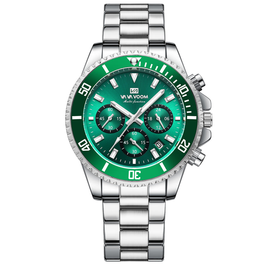 Multifunctional Three-eye Quartz Watch - Waterproof & Luminous