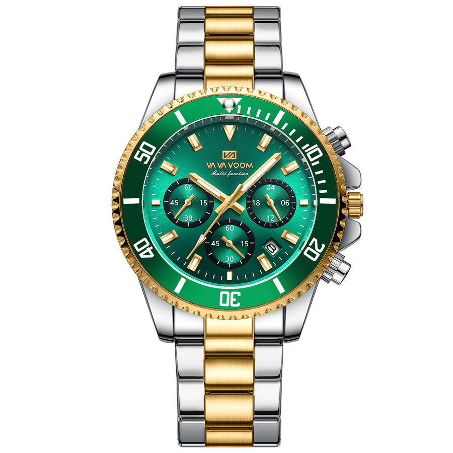 Multifunctional Three-eye Quartz Watch - Waterproof & Luminous