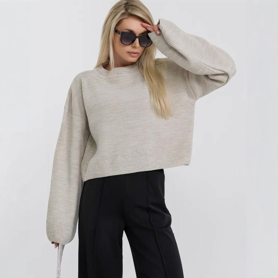 Womens Loose-Fit Long-Sleeve Pullover Knit Sweater