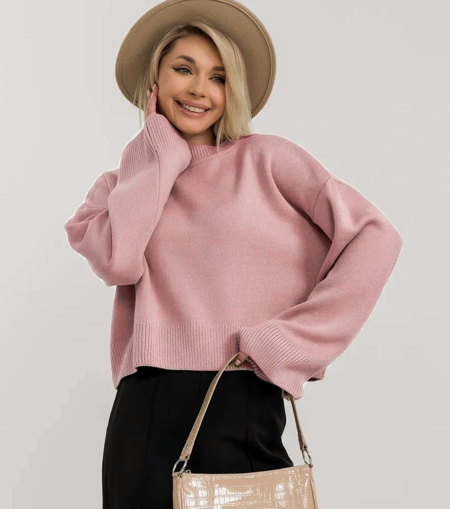 Womens Loose-Fit Long-Sleeve Pullover Knit Sweater