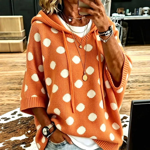 Polka-dot Hooded Womens Wool Sweater for Cozy Style