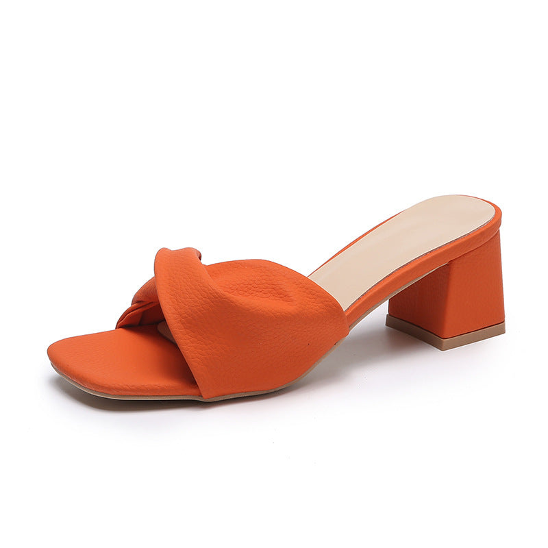 Womens Casual Slip-ons with Pleated Block Heels