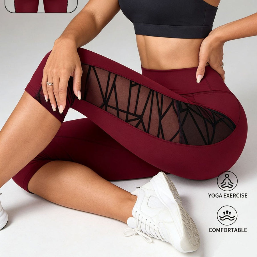 Flocked Patchwork Bootcut Fitness Yoga Cropped Pants