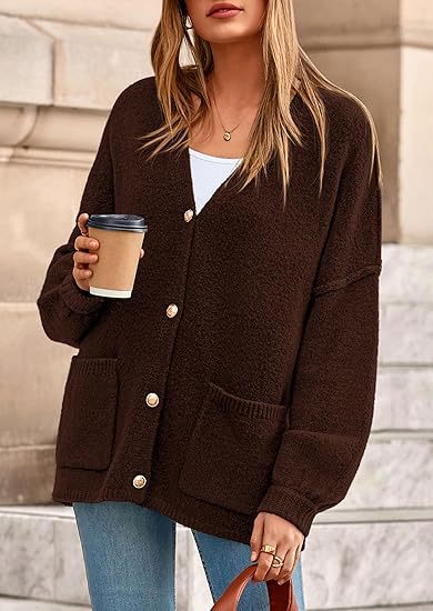 Womens Autumn Winter V-Neck Long-Sleeve Sweater Coat