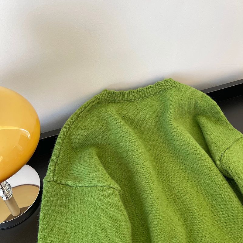 Womens Green Floral Sweater Coat - Cozy Knitted Cardigan